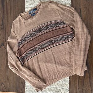 Polo Ralph Lauren Tan and Brown Crewneck Sweater